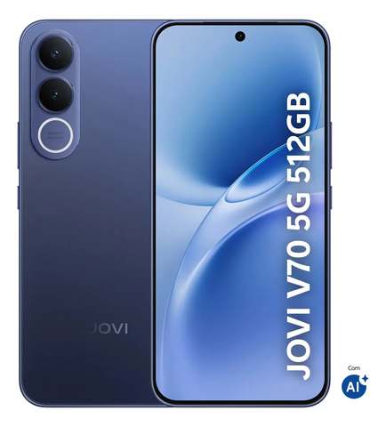 Smartphone JOVI V70 5G Câmera 200MP 512GB de Memória 16GB RAM (8GB + 8GB RAM expansível) Bateria de 7000mAh, Processador Octa-Core - Azul Safira