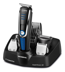 Aparador de Pelos Super Groom 10, Mondial, Preto/Azul, 6W, Bivolt - BG-03