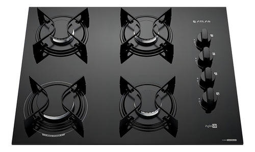 cooktop-4-bocas-preto-com-mesa-vidro-atlas-agile-up-bivolt - Imagem