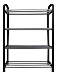 sapateira-clink-4-andares-plastico-metal-preta - Imagem