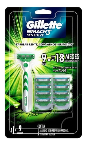 aparelho-de-barbear-mach3-sensitive-9-cargas-gillette - Imagem