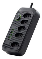 extensao-5-tomadas-e-4-usb-1-pd-led-bivolt-power-110v220v - Imagem
