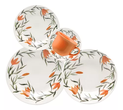 aparelho-de-jantar-e-cha-donna-lirios-20-pecas-cor-laranja-florido-biona - Imagem