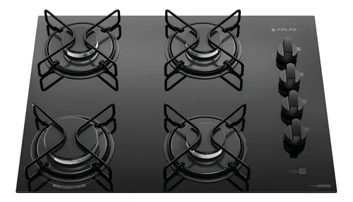fogao-cooktop-4-bocas-mesa-vidro-atlas-agile-up-preto-bivolt - Imagem