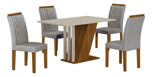 conjunto-sala-de-jantar-mesa-tampo-mdfmdp-com-4-cadeiras - Imagem