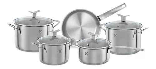 jogo-de-panelas-electrolux-inox-com-5-pecas-design-com-fundo-triplo-kt4f - Imagem