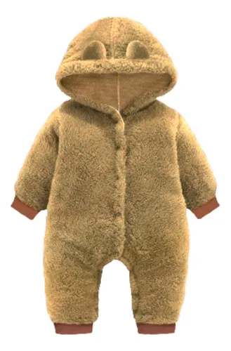 roupa-de-bebe-menino-menina-macacao-teddy-pelucia-capuz-frio - Imagem
