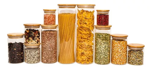 potes-de-vidro-mantimentos-com-tampa-bambu-oikos-11-pcs - Imagem