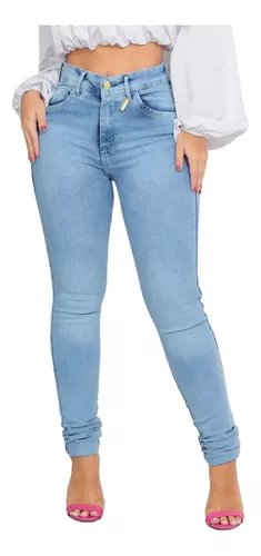 calca-jeans-feminina-cos-alto-empina-bumbum-patria-brasil - Imagem