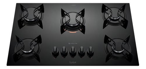 cooktop-5-bocas-a-gas-atlas-u-top-mesa-de-vidro-preto-bivolt-110v220v - Imagem