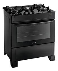 Fogão Atlas 5 Bocas Preto Mônaco Top Glass Com Acendimento Automático - Bivolt