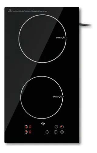 Cooktop De Indução 2 Boca Preto Com Trava De Segurança Painel Touch Screen