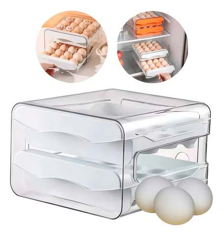 Organizador para Ovos de Geladeira com Tampa e Capacidade para 32 Unidades
