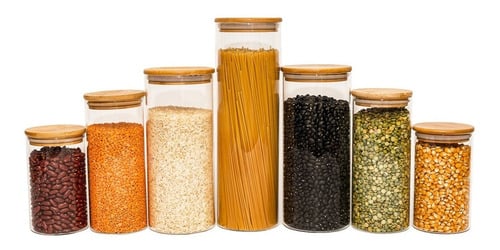potes-de-vidro-p-mantimentos-c-tampa-bambu-oikos-7-pcs - Imagem