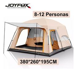 barraca-camping-acampamento-8-12-pessoas-grande-familia-joyfox-380260195cm-bege - Imagem