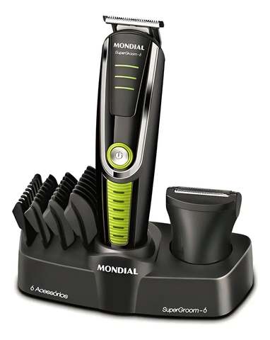 Cortador De Cabelo Mondial Super Groom 6 Bg-04 Melhor Categ Preto/verde