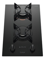 Cooktop 2 Bocas Atlas U Top com Mesa de Vidro a Gás Preto Bivolt