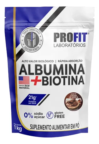 Suplemento Em Pó Profit Labs Albúmina Sabor Creme de Avelã Em Refil De 1000g