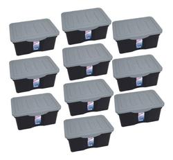 kit-10-caixas-organizadoras-multiuso-c-tampa-5-l-preta - Imagem
