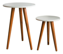 conjunto-mesa-redonda-lateral-de-canto-apoio-pe-palito-mdf - Imagem