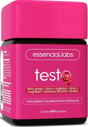 Testo Essencial Para Mulheres - Fórmula Exclusiva Com Feno Grego + Boro + Arginina + Zma + Biotina + Vitaminas B6 E B12 - 60 Cápsulas