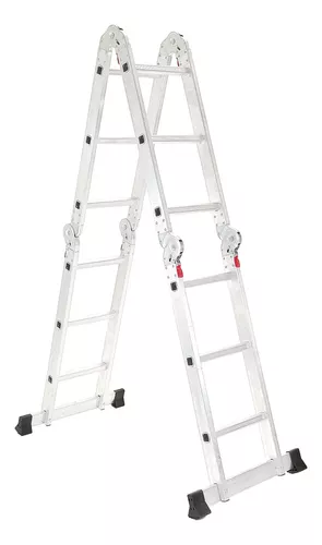 escada-de-aluminio-4x3-multifuncional-12-degraus-garden-life-articulada-cor-cinza - Imagem