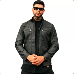 Jaqueta De Couro Gola Masculina Casaco Motoqueiro Plus Size