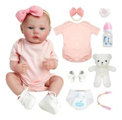 brastoy-bebe-reborn-boneca-pintada-menina-rosa-silicone-48cm - Imagem