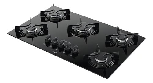 fogao-cooktop-5-bocas-preto-com-mesa-vidro-atlas-agile-up-bivolt - Imagem