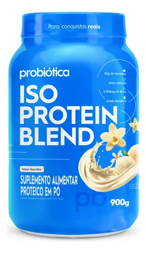 Iso Blend Protein Probiotica Sabor Baunilha Pote 900g Suplemento Academia