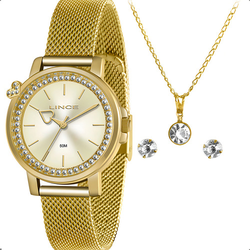 relogio-lince-feminino-dourado-folheado-analogico-original - Imagem
