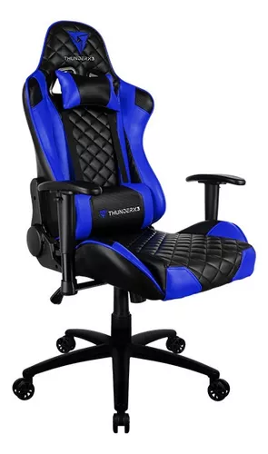 cadeira-gamer-de-escritorio-ergonomica-thunderx3-tgc12-preto-e-azul-revestimento-sintetico - Imagem