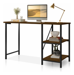 mesa-escrivaninha-star-home-office-industrial-com-prateleira-para-sala-de-escritorio-e-quarto-de-estudos-cor-canela - Imagem