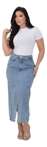 saia-jeans-feminina-longa-midi-evangelica-cintura-alta - Imagem