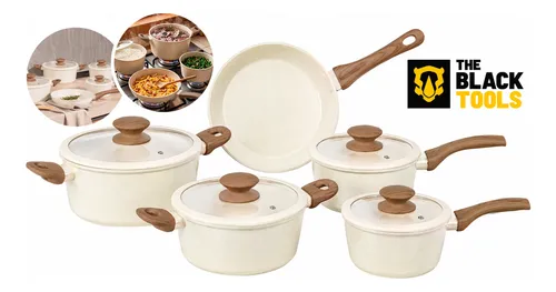 Conjunto Panelas Antiaderente 5pçs Bell'aroma Perla Cerâmica