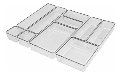 kit-10-organizador-modular-gaveta-acrilico-multiuso-cor-transparente - Imagem