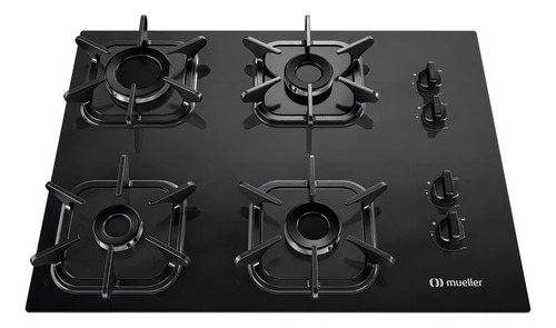 cooktop-mueller-4-bocas-com-queimador-ultra-chama-preto-127v220v - Imagem