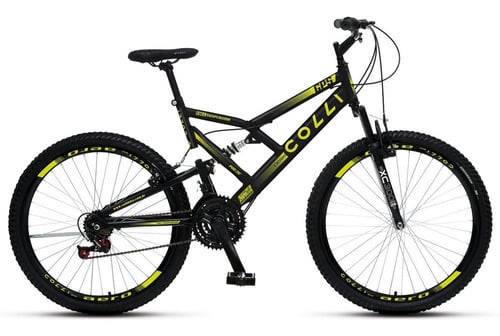 colli-gps-148-73d-dupla-suspensao-bicicleta-masculina-e-feminina-aro-26-freios-v-brake-cor-preto-com-amarelo - Imagem