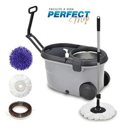 balde-esfregao-perfect-mop-move-3-refis-com-roda-e-alca-cor-cinza - Imagem