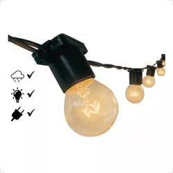 Varal De Luzes 20 Metros Festao Com Lampadas Ja Inclusas Incandescente 15w Leitosa 127v