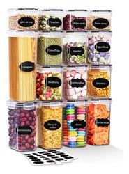 cadencia-kit-15-potes-hermeticos-mantimentos-quadrado-cozinha-tampa-trava - Imagem