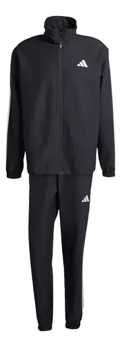 agasalho-malha-sportswear-basic-tres-listras-adidas - Imagem