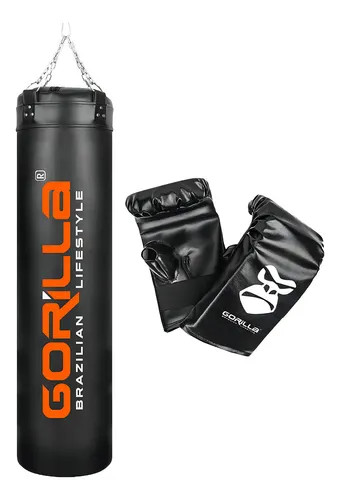 saco-de-pancada-profissional-180-cm-luva-bate-saco-gorilla-cor-preto - Imagem