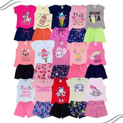 lote-12-pecas-roupa-infantil-menina-feminino-atacado-verao - Imagem