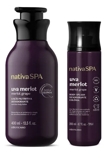 Combo Nativa Spa Uva Merlot: Loção Corporal 400ml + Body Splash 200ml