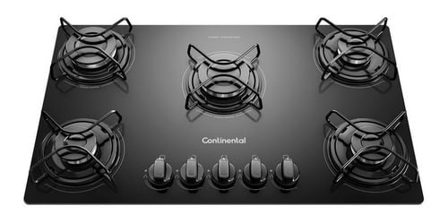 continental-kc5gp-preto-127v220v-cooktop-5-bocas-a-gas-de-vidro-temperado - Imagem