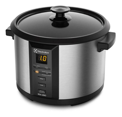 Panela Elétrica Electrolux vapor arroz capacidade 1,8L 10 xícaras 4 funções pré-programadas timer panela removivel antiaderente tampa vidro ECC20 inox 127v por Rita Lobo