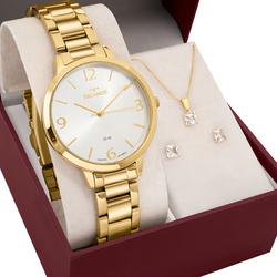 relogio-feminino-technos-dourado-luxo-com-semi-joia-colar-e-brincos-2035nbck1k - Imagem