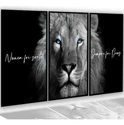 quadros-decorativos-leao-juda-nunca-foi-sorte-sala-quarto-hd - Imagem