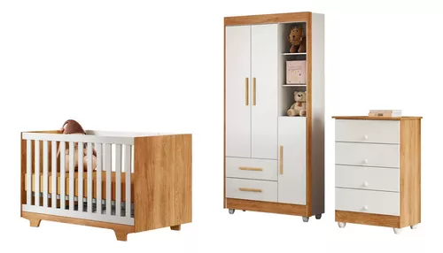 quarto-de-bebe-completo-100-mdf-com-comoda-berco-e - Imagem